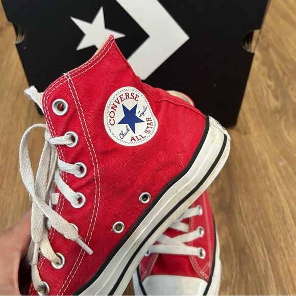 Converse all Star Chuck Taylor hi top red lace up shoes sneakers women’s 7 - Picture 6 of 8